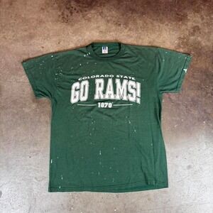 Vintage 90s Colorado State University green Russell Athletic tee Men's Large